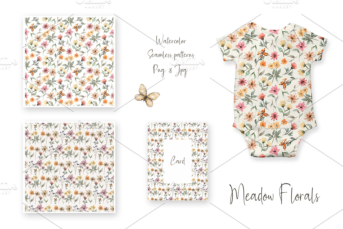 Watercolor Meadow Florals Set, a Decorative Illustration by MayaNavits (Photo 4 of 8)