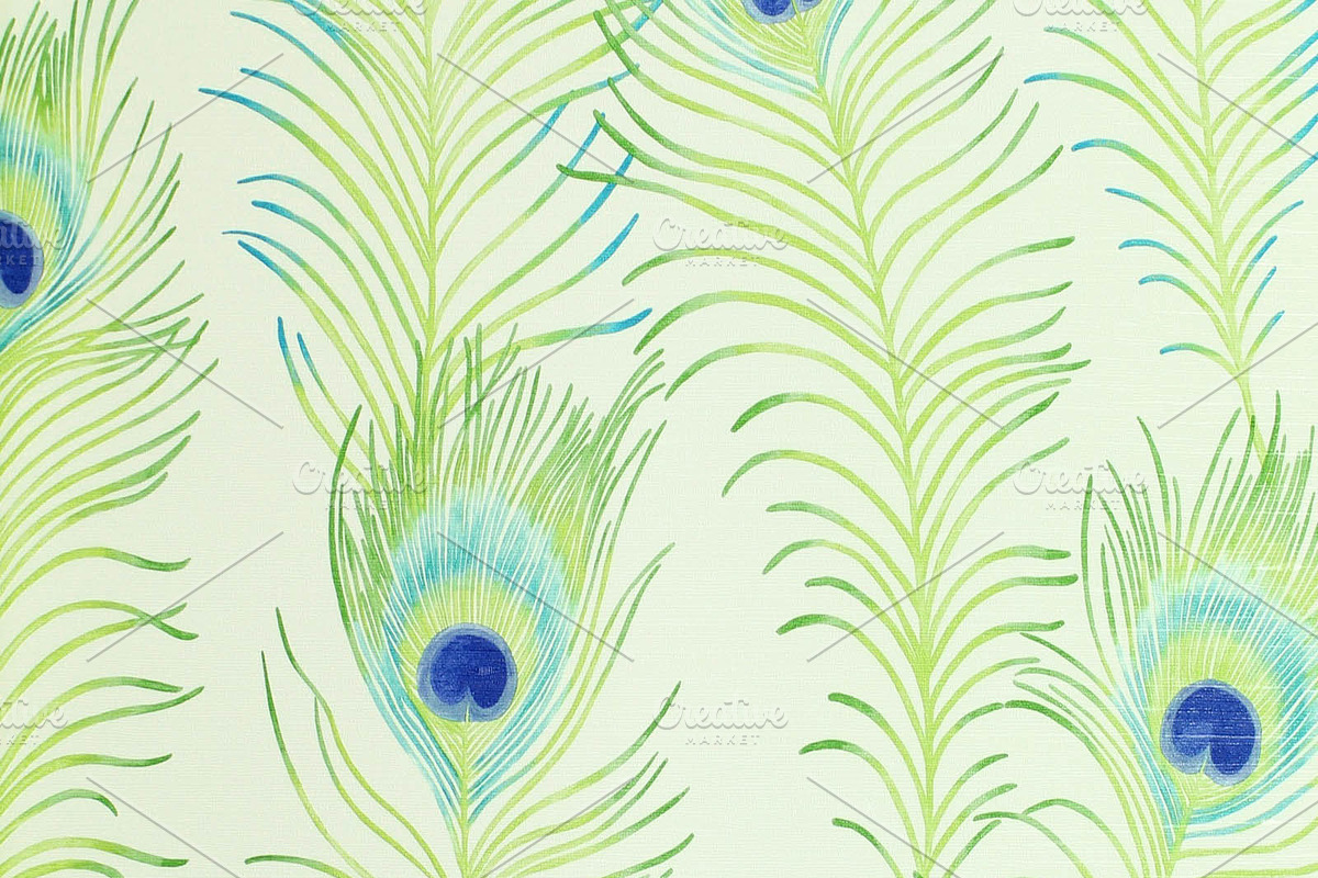 Watercolor floral & Peacock feathers, a Pattern Graphic by DidiArtWorld (Photo 4 of 6)