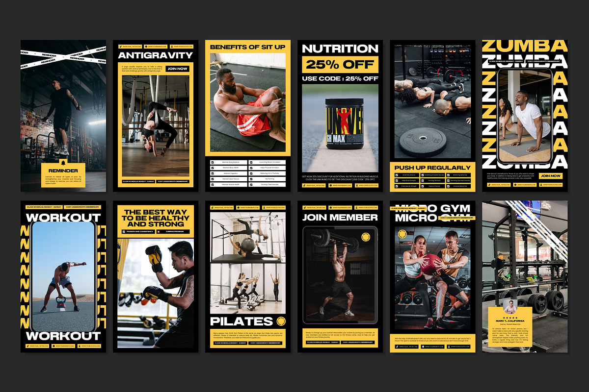 Fitness Yellow Template, a Social Media Template by Kalubuak (Photo 7 of 10)