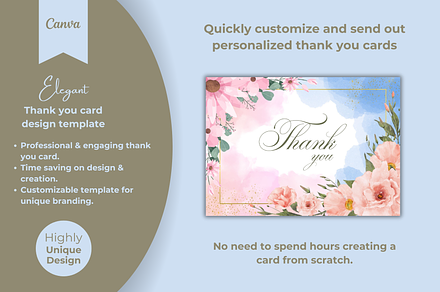 Thank you card template design canva