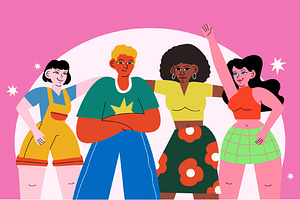 Pink Flat Diversity Illustration, a Person Illustration by graphicook