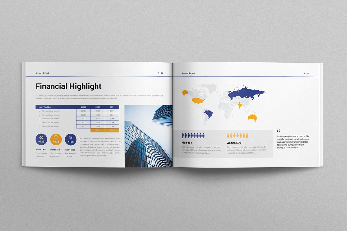 Annual Report Template Landscape, a Brochure Template by E-Type