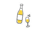 Hand Drawn Wine Bottles and Glasses, an Object Graphic by Elena Pimukova (Thumbnail 7 of 10)