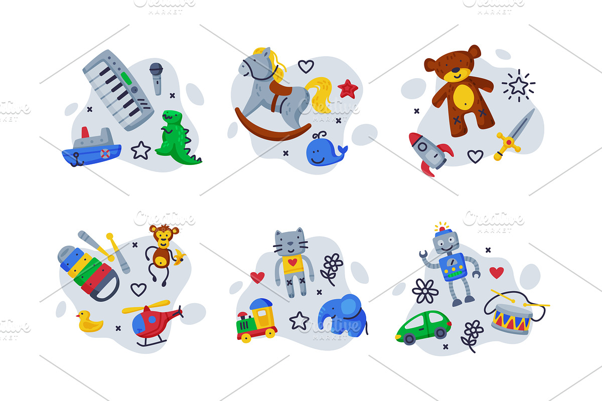 Different Colorful Kids Toy from, an Object Illustration by TopVectors