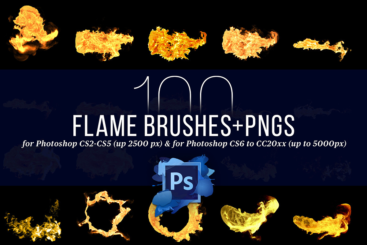 100 Photoshop Flame Brushes + PNGs, a Brush Add-On by Creative Graphics (Photo 4 of 7)