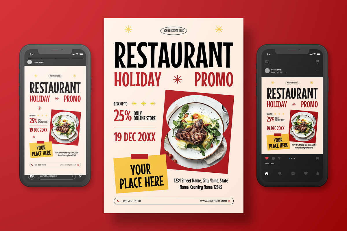 Restaurant Holiday Promo Flyer Set, a Flyer Template by Annora Studio (Photo 3 of 6)