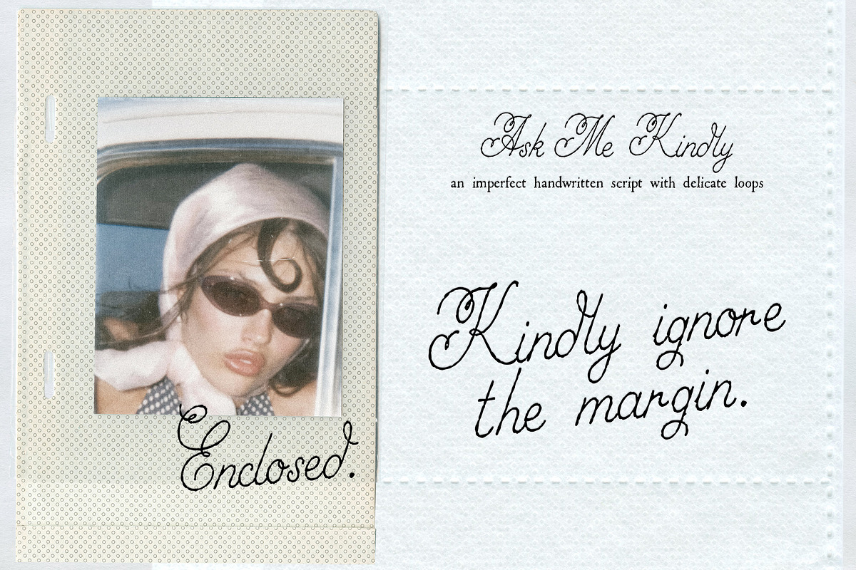 Ask Me Kindly Font, a Script Font by Mneme (Photo 1 of 8)