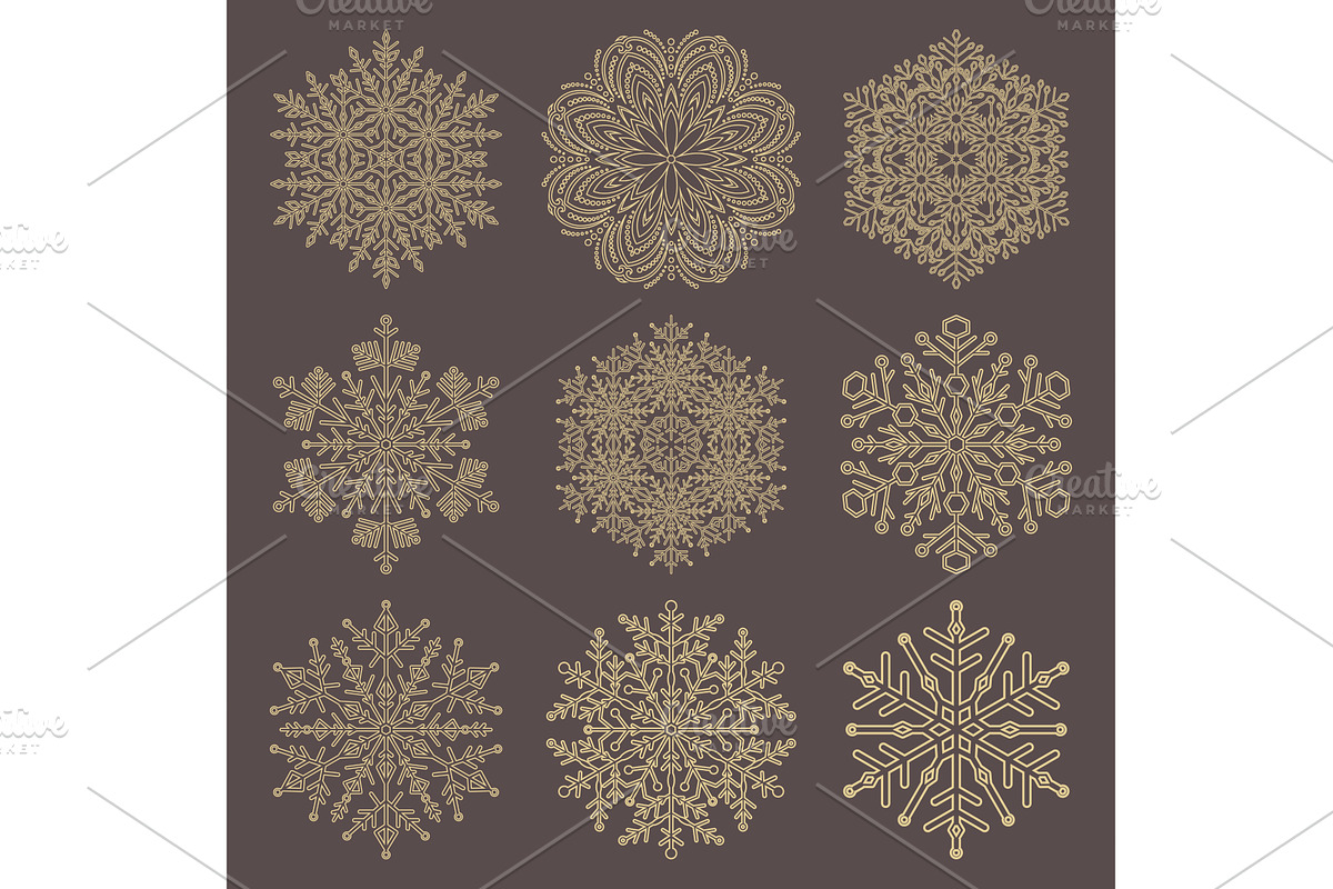 Set of Round Vector Snowflakes, an Outline Icon by FineArtStudio (Photo 1 of 3)