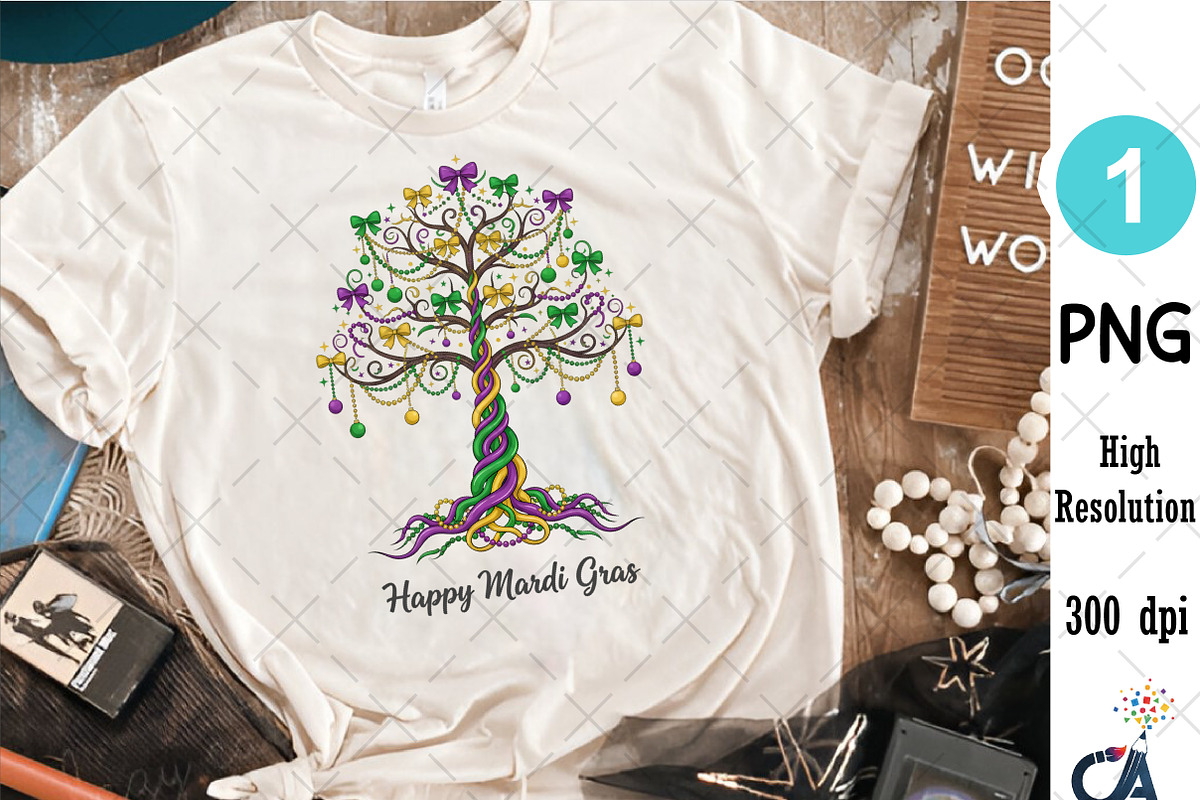 Watercolor Mardi Gras Bead Tree, an Illustration by Creative Art (Photo 4 of 6)