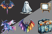 Nostalgic 90s Halloween Clipart, an Illustration by Black Bird Studio (Thumbnail 2 of 6)