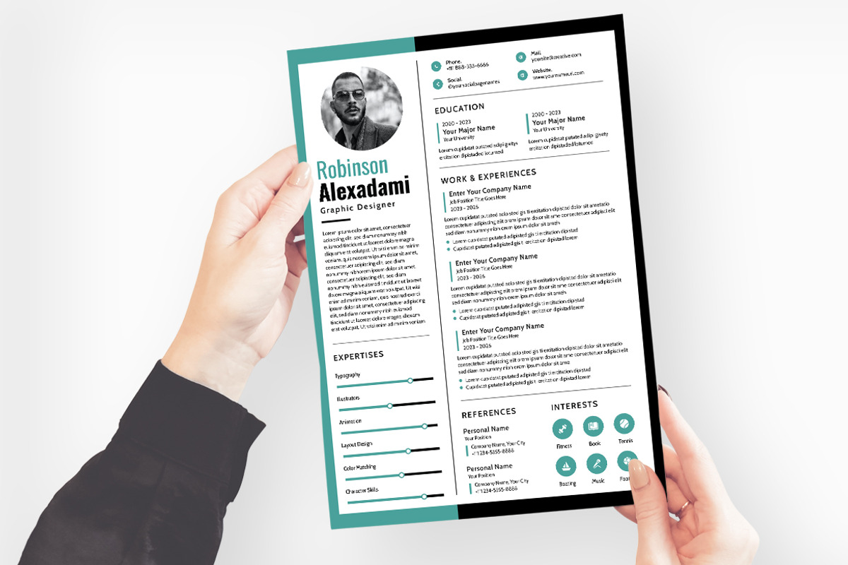 Line Shape Color Resume CV, a Resume Template by iDoodle Studio (Photo 2 of 4)
