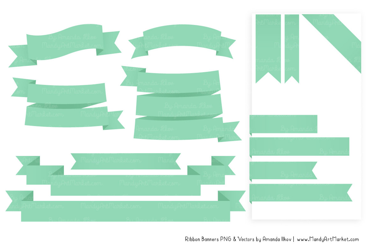 Mint Ribbon Banner Clipart, an Illustration by Amanda Ilkov (Photo 4 of 4)