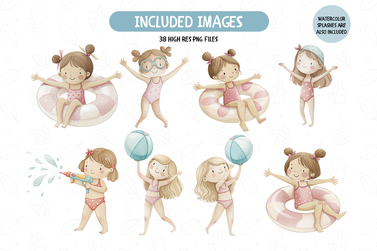 Summer Pool Clipart, Kids Summer, an Illustration by TatiMockup (Photo 2 of 5)