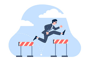 Businessman over hurdles. Male jump, a Finance Illustration by LadadikArt