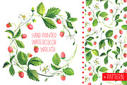 Strawberry wreath. Watercolor, an Illustration by Olga Bonitas (Thumbnail 1 of 6)