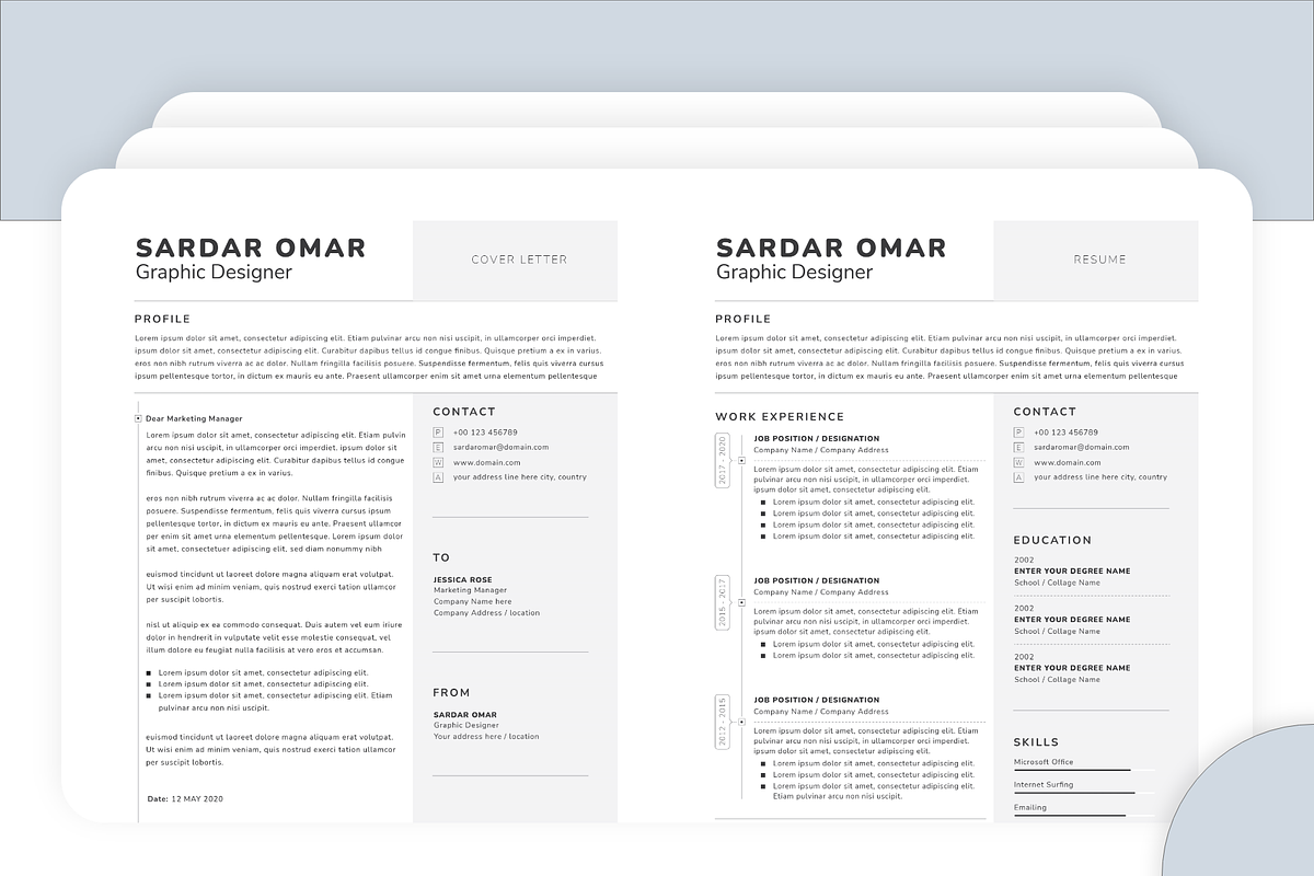 Minimal Design CV Template, a Resume Template by infobrother.com