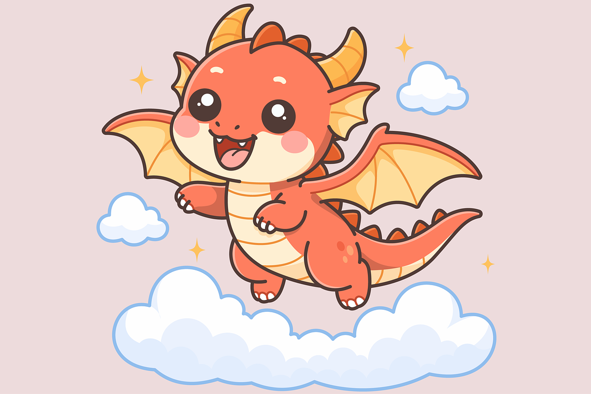 Dragon Flying in the Sky Cartoon, an Animal Illustration by Artpon Illustration (Photo 3 of 3)