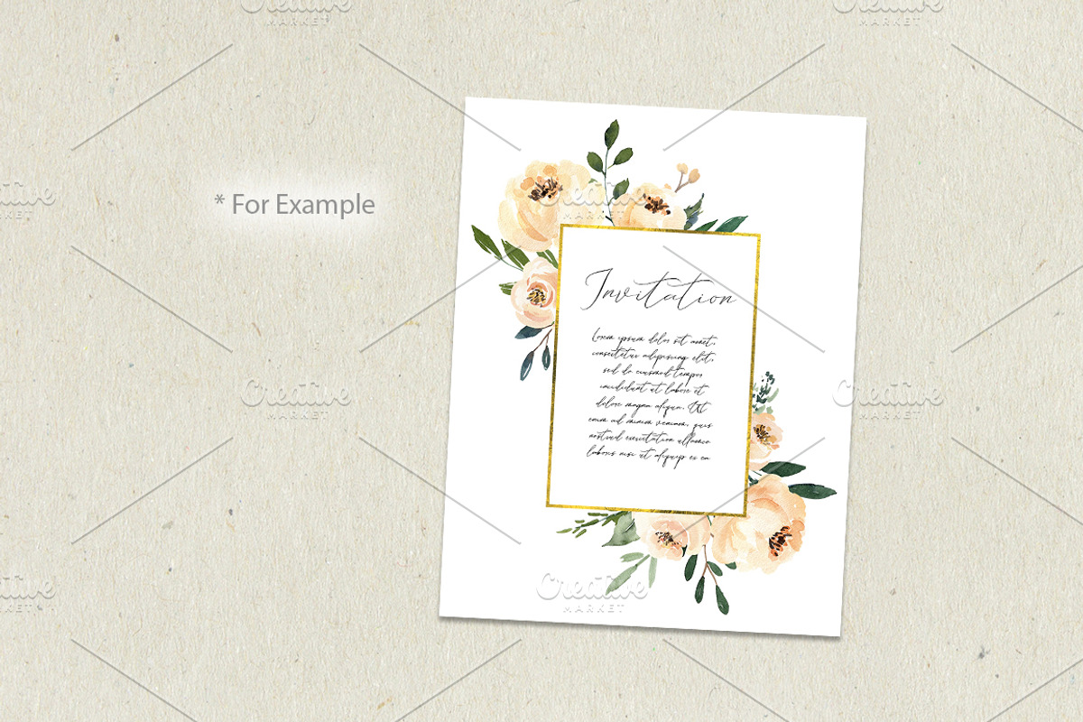 Watercolor Beige Flowers & Leaves, a Decorative Illustration by GraphicsDish (Photo 5 of 5)