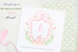 Pink School Family Watercolor Crest