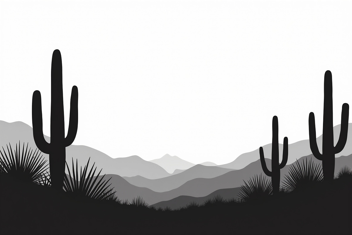 Cactus Desert Landscape Silhouette, an Illustration by abu67222 (Photo 6 of 15)