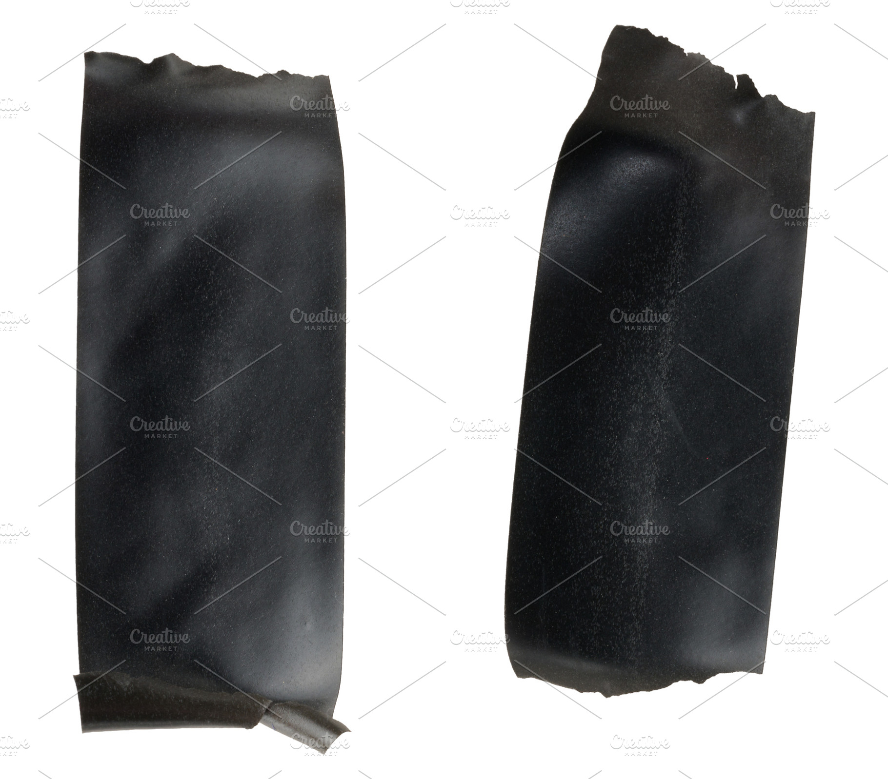 Two vertical pieces of black electrical tape with torn edges on, an Industrial Photo by ndanko