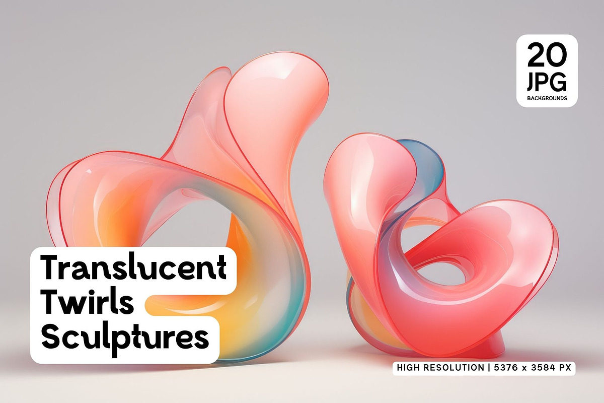20 Translucent Twirls Sculptures, a Decorative Illustration by HipFonts (Photo 2 of 12)