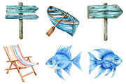 Watercolor Coastal Clipart, a Seasonal Illustration by CitraGraphics (Thumbnail 3 of 6)