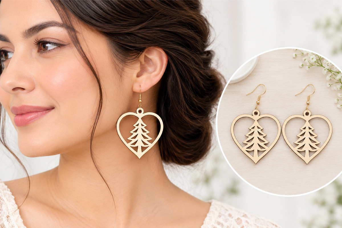 Christmas Tree Earrings Laser Cut, an Object Graphic by Canvas Craft (Photo 3 of 3)