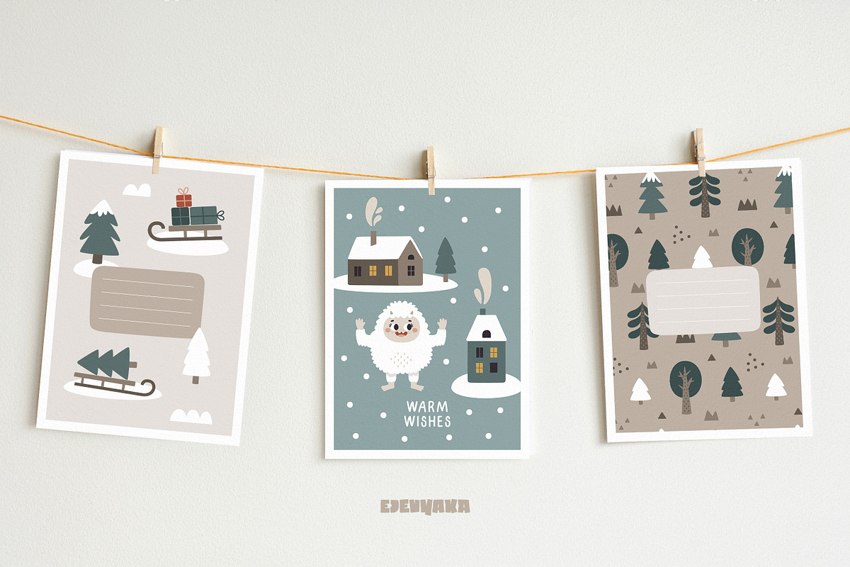 Christmas Yeti Clipart & Patterns, a Seasonal Illustration by Ejevyaka (Photo 8 of 11)