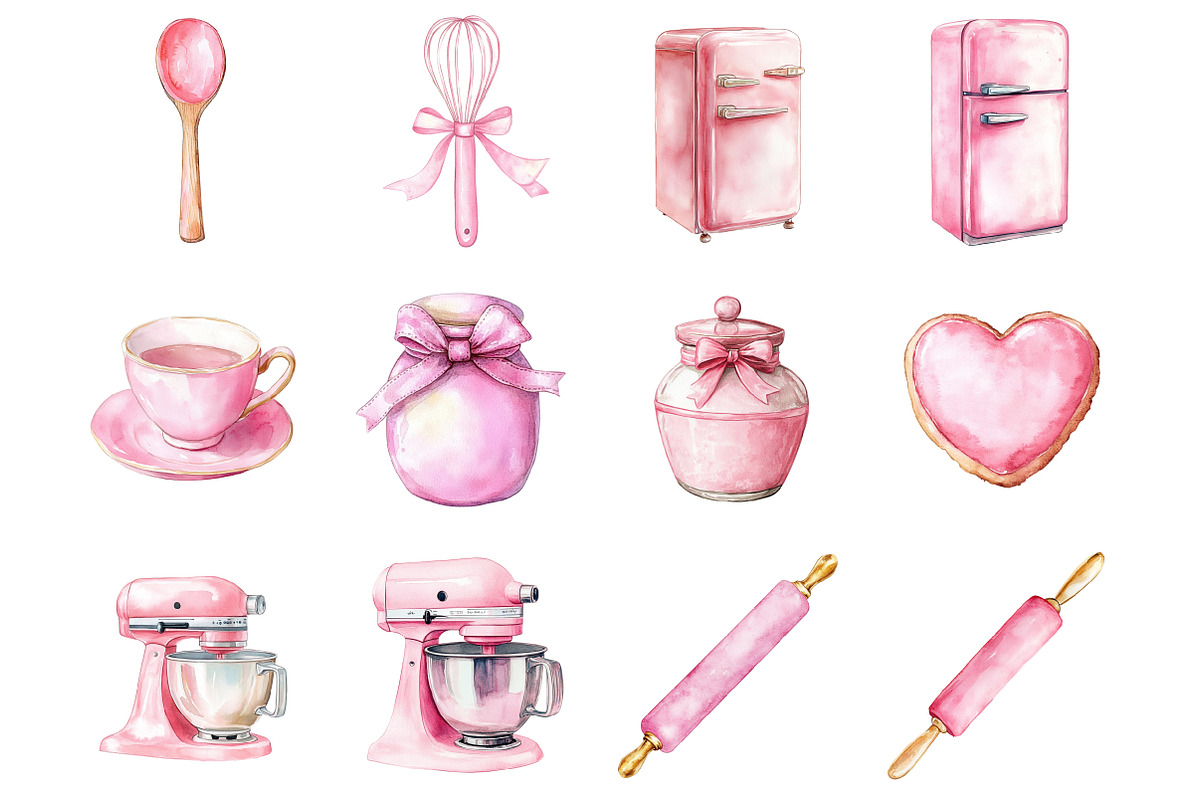 Pink Kitchen Clipart, an Illustration by Design Market (Photo 2 of 3)