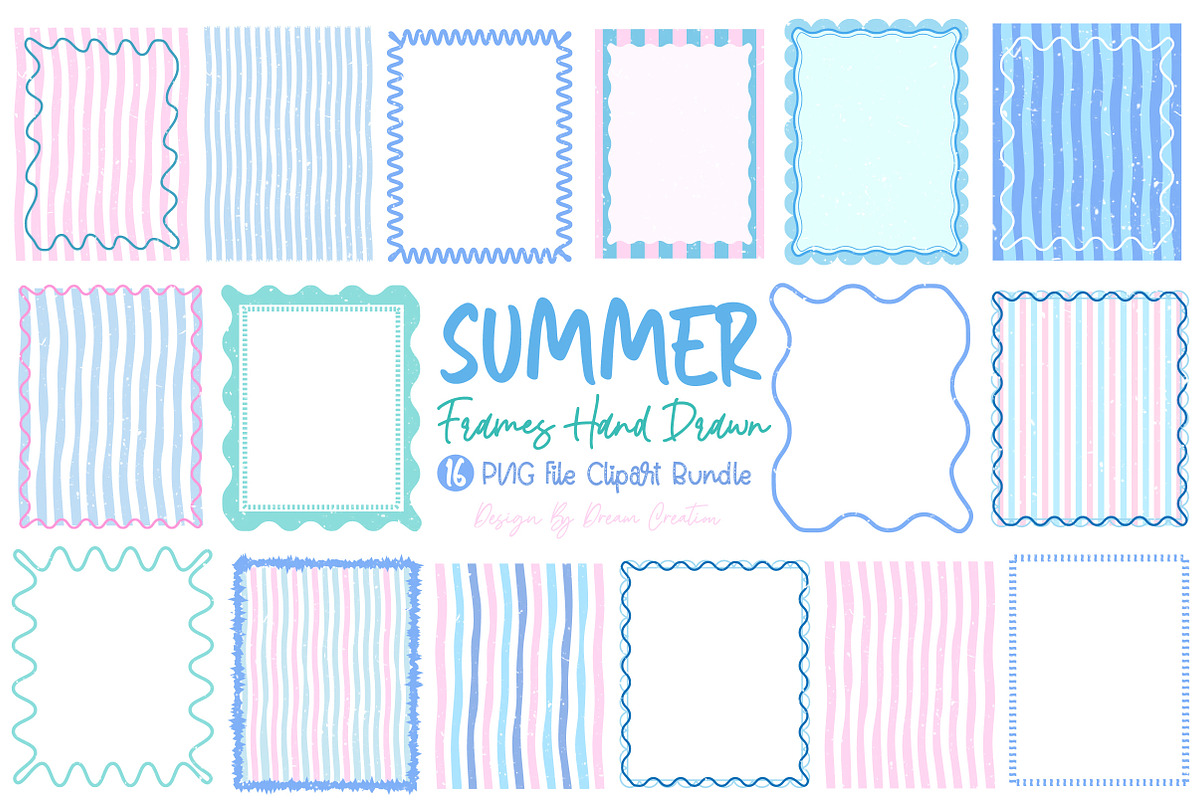 Summer Preppy Hand Drawn Frames Bund, an Illustration by Dream Creation (Photo 1 of 3)