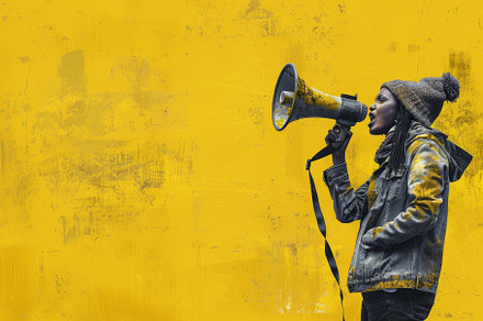 A passionate woman stands confidentl, a Photo by Tanuart