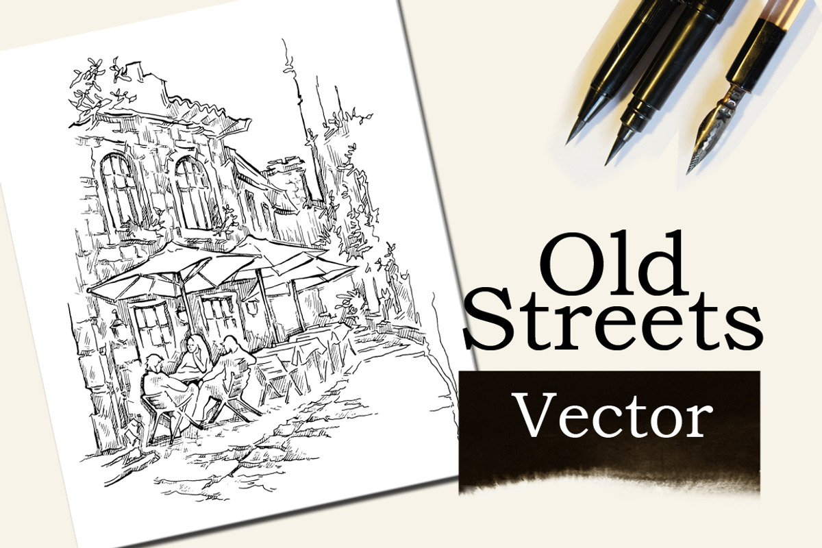 Old Town Fragment Ink Drawing, a Texture Illustration by Penndpaper