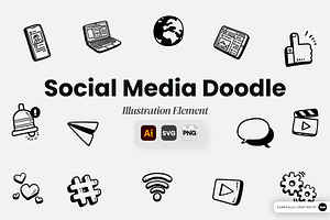 Social Media Doodle Illustration, an Object Graphic by SLAB! Design