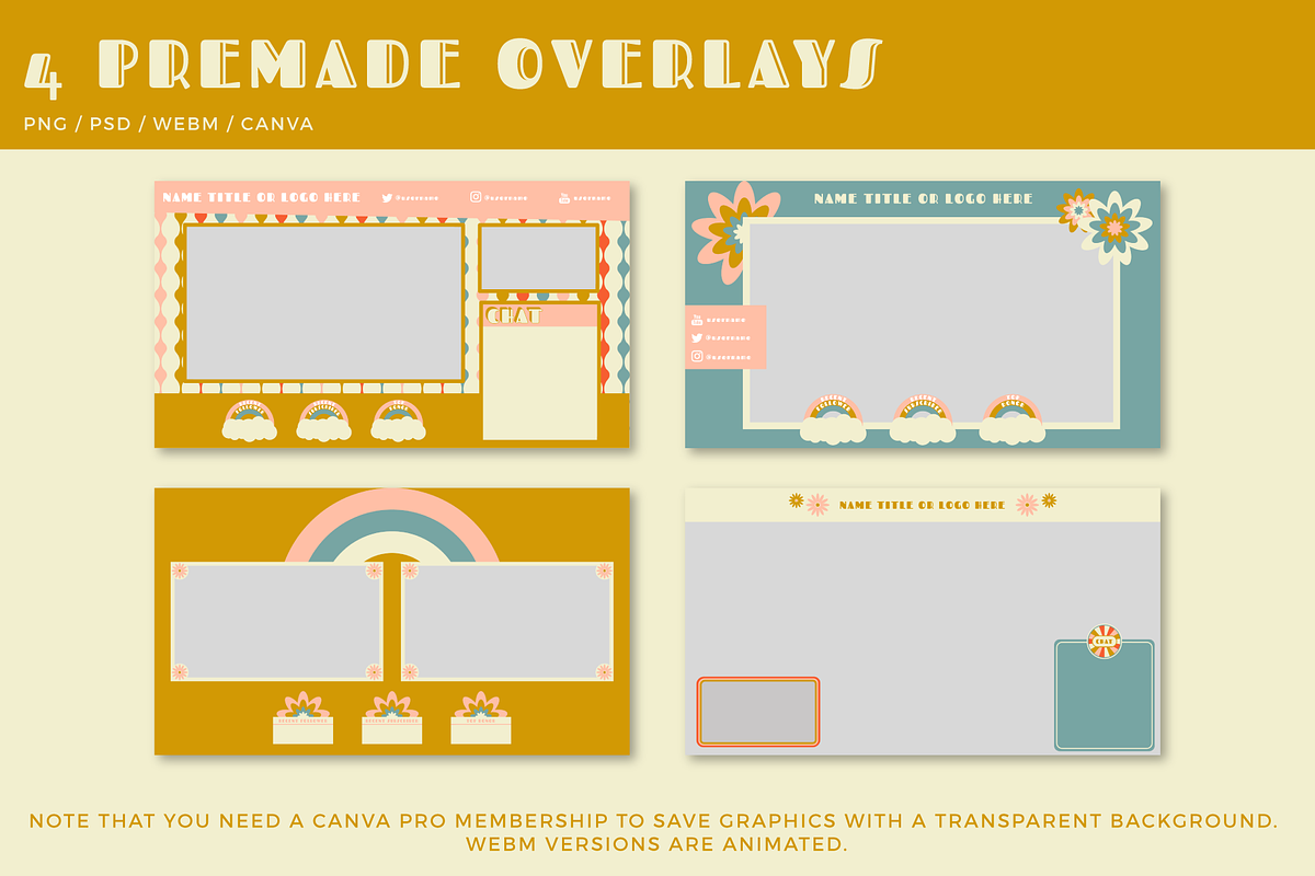 Streaming: 70s Retro Twitch/Stream, a Social Media Template by Liseno Designs (Photo 3 of 10)