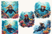 Watercolor Woman Diving Clipart, a Person Illustration by Design Scotch (Thumbnail 4 of 8)