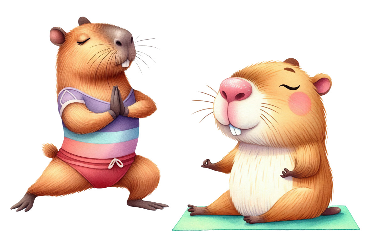 Capybaras yoga PNG collection, an Animal Illustration by Whimsy Brush Studio (Photo 5 of 9)