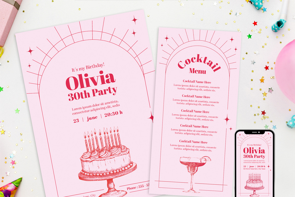 Birthday Invitation + Menu, a Design Template by McLittle Stock (Photo 2 of 4)