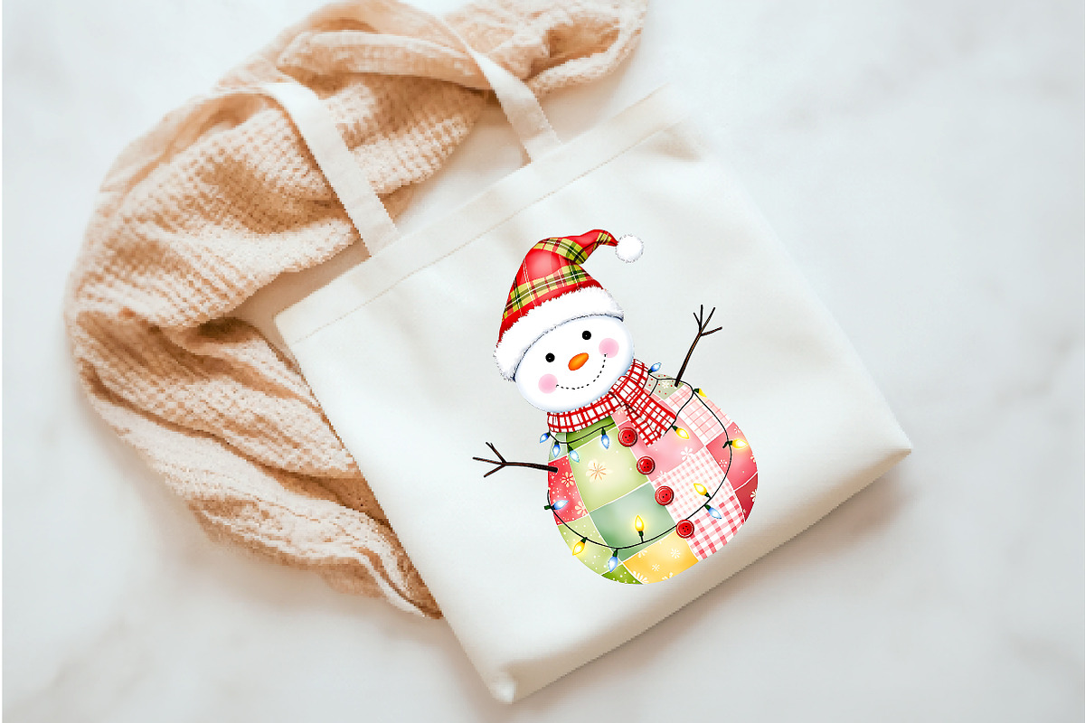 Christmas patchwork PNG, an Illustration by Watercolor design (Photo 2 of 3)