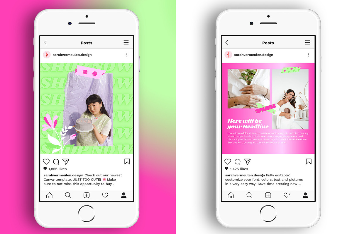 Instagram Social Media CANVA Cute, a Social Media Template by Vermeulen Design Studio (Photo 3 of 6)