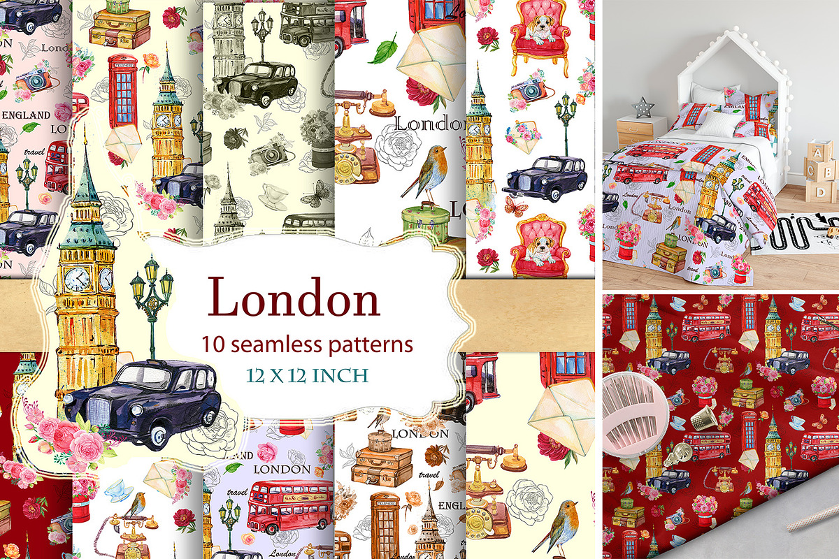 London Seamless Patterns, a Pattern Graphic by MitrushovaArt (Photo 1 of 9)