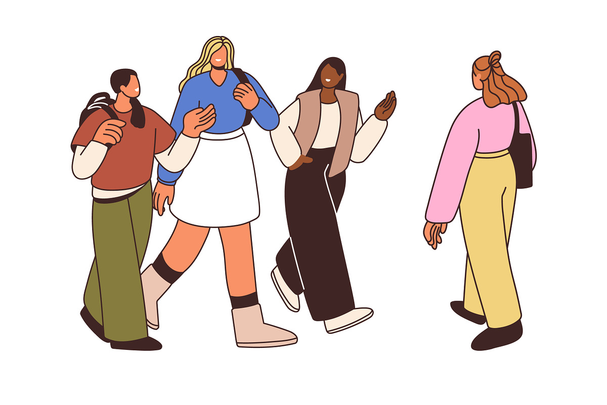 People citizens walk on street set, a Person Illustration by Good Studio (Photo 2 of 10)