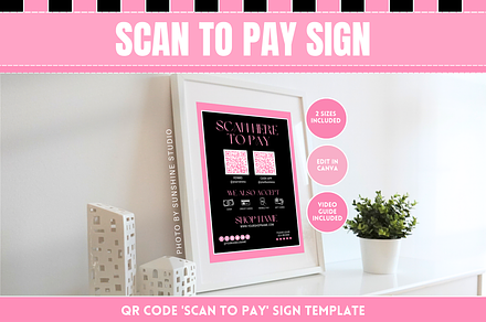 Black & Pink Scan to Pay Sign
