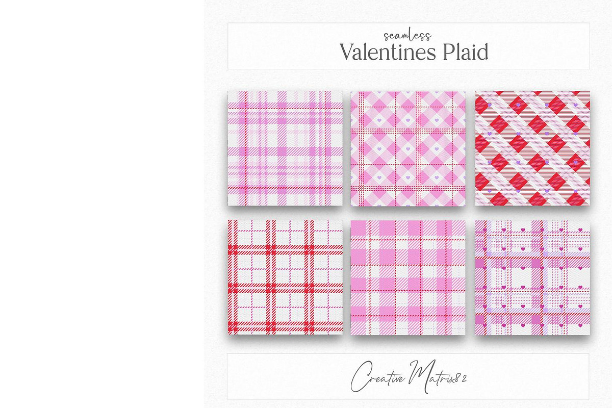 Seamless Valentine Plaid Textures, a Texture Graphic by Creative Matrix82 (Photo 3 of 5)