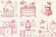 French Nursery Clipart, an Illustration by DreamCafeArt (Thumbnail 2 of 6)