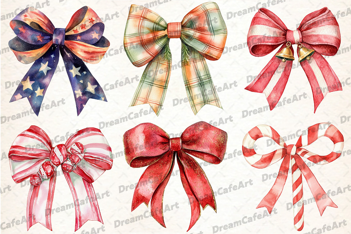 Christmas Bow Sublimation Bundle, an Illustration by DreamCafeArt (Photo 4 of 7)