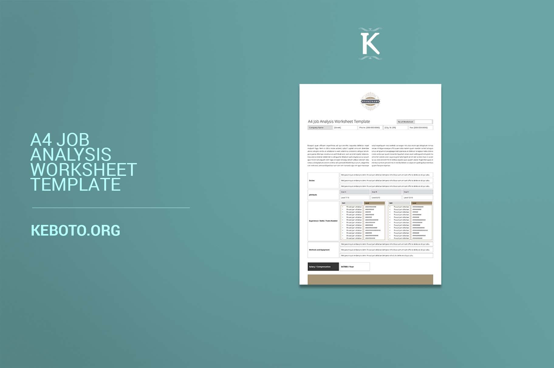 A4 Job Analysis Worksheet Template Templates And Themes ~ Creative Market