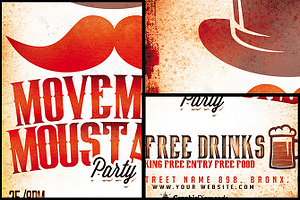 Movember Mustache Party Flyer PSD