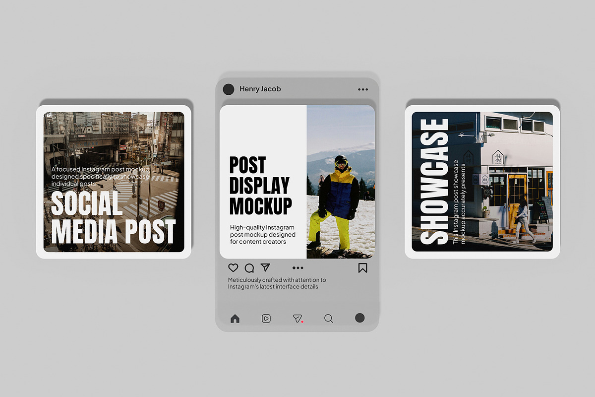 Instagram Post Showcase Mockup, a Merchandise Mockup by Unerispace (Photo 2 of 5)