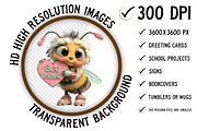 Whimsical Valentine Bee Clipart, an Illustration by Craft Nest (Thumbnail 2 of 10)